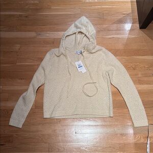 NWT DKNY Jeans Sequin Cream Hoodie - Size XL